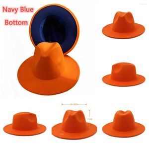 Berets Simple Orange Orange Navy Blue Bottwork Patchwork Felt Hat Feme Femmes Men Wide Brim Woz Jazz Fedora Chapeaux Panama Wholesale