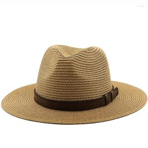 Bérets Simple Parent-enfant Panama Chapeaux Dame Plage Chapeau Femmes Large Bord De Paille Homme D'été Soleil Cap Fedora 54 cm 56-58 cm 59-61 cm