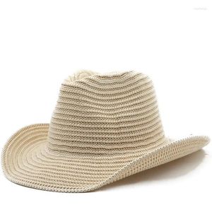 Bérets Simple été hommes femmes paille creux Western Cowboy chapeau élégant dame Sombrero Hombre Cowgirl en plein air Jazz plage soleil