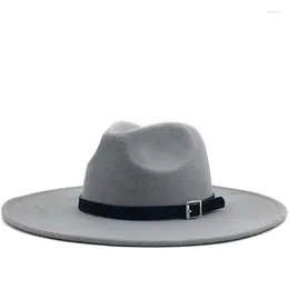 Bérets Simple Wide Brim Top Hat Panama Solid Feel Fedoras for Men Women Women Wool Blend Blend Jazz Cap