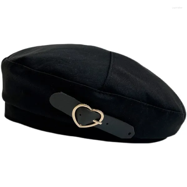 Boinas Boina Simple para mujer para dama elegante sombreros femeninos de invierno en forma de corazón Vintage octogonal Casual Boina otoño niña gorra sombrero de viaje