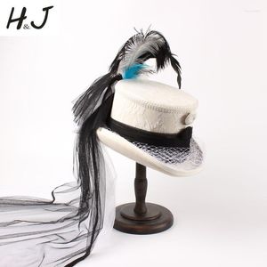 Bérets Taille Blanc Laine Femmes Mariée Travail Manuel Fedora Chapeau Haut Dame Maille Steampunk Castor Plume Fête De Mariage ChapeauBérets BéretsBérets Wend22