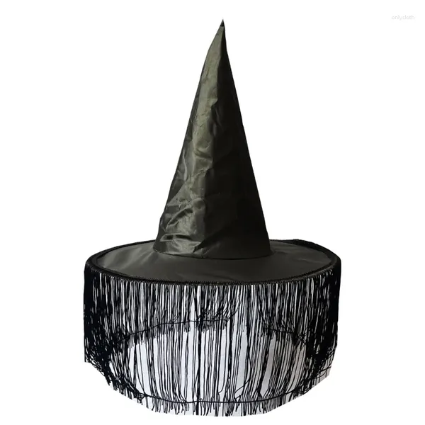 Bérets chapeau de sorcière respectueux de la peau avec des glands voile fait à la main pour Halloween accessoires de cheveux spectacles carnavals fête en gros