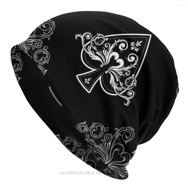 Bérets Skullies bonnets casquettes Ace Of Spades Vintage Cool noir chapeau hiver chaud Bonnet chapeaux hommes femmes rue Ski casquette