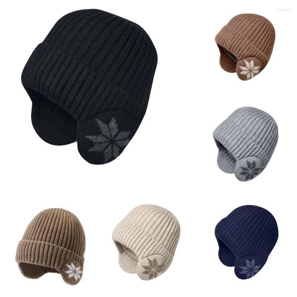 Boinas Skullies Gorros Protección para los oídos Sombreros de invierno Gorro suave y elegante para hombres Mujeres Gorro de punto clásico con orejeras Gorro cálido con orejas