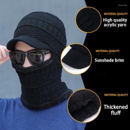 Bérets Skullies Bonnets En Peluche Acrylique Fil Femmes Et Hommes Chapeau Balaclava Avec Oreilles Écharpe D'hiver Épaissir Équitation Dropshopping