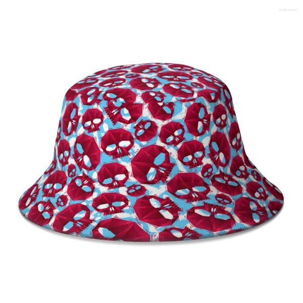 Boinas Calaveras Patrón sin costuras Geométrico Cráneo Sombrero de cubo para mujeres Hombres Adolescente Plegable Bob Pescador Sombreros Panamá Gorra Ropa de calle