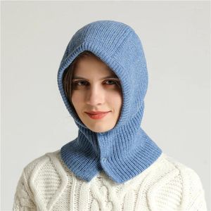 Bérets Snap Fastener Style Tricoté Balaclava Chapeau Foulard Complet Pour Femmes Hiver Chaud Magique Cou Anneau Écharpe Masque Bonnet Bonnet Pull