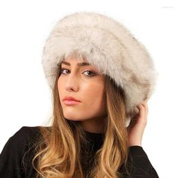 Boinas Días nevados Invierno Sombrero de piel para mujer Moda Imitación Cálida Diadema Banda para el cabello Traje de niña rica Diademas