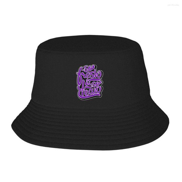 Boinas So Fresh Clean Hip Hop Print Bucket Hat Trucker Cap Sombreros personalizados Sunhat Luxury Woman Men's