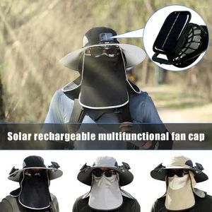 Bérets Solar Fan Fisherman Hat Outdoor Big Brim Suncreen Strot Dry Syer Syer Syer Hommes Rechargeable Grand vent Mute Cap