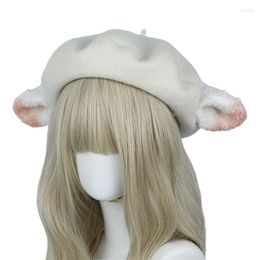 Bérets Béret de couleur unie Lolita peintre chapeau bonnet oreilles d'agneau octogonal sauvage pour les activités de plein air froides entraînement du matin livraison directe