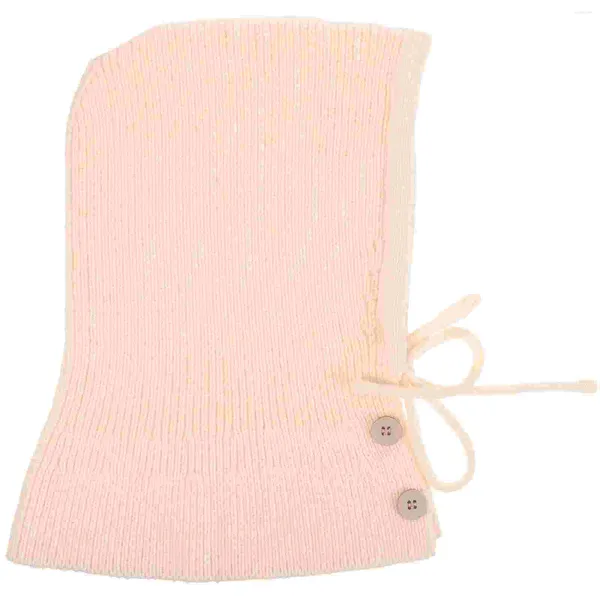 Bérets couleur unie bouton chapeau femme écharpe chaude une pièce tricoté Protection des oreilles laine (blanc lait) chapeaux Polyester extérieur