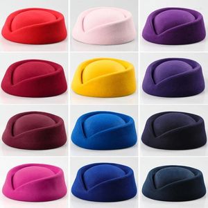 Bérets couleur unie femme agent de bord chapeau doux uniforme d'affaires spectacle en direct femmes casquettes chapeaux hôtesse de l'air Cosplay