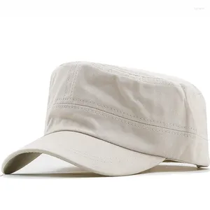 Baretten Effen Kleur Mannen Militaire Cap Zomer Herfst Casual Cadet Hoed Gewassen Katoen Flat Top Caps Vrouwelijke Vintage Leger Hoeden Bone Man