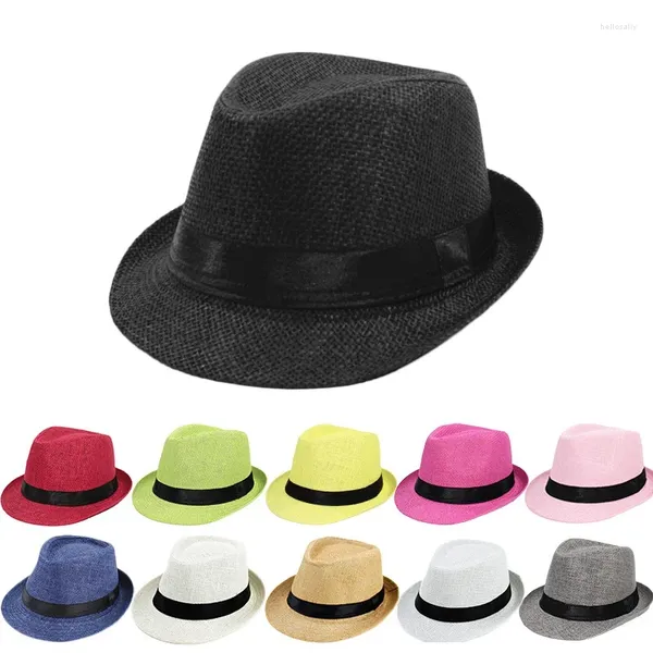 Bérets couleur unie ombre adulte unisexe été chapeau de paille garçons filles enfants printemps Jazz Protection solaire casquette de plage