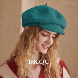 Bérets Couleur solide Hiver Wool Beret Caps BATS VINTAGE CHAPELS ANGLAIS VINTAGE UNISEUX CASSORATIVE ALIGABLE RETRO BLUE SHOY CHAPLE POUR GILLES FEMMES HOMME