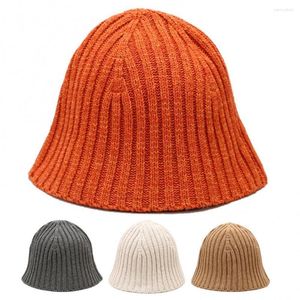 Bérets couleur unie femmes hiver chaud tricoté bassin casquettes seau japonais pêcheur chapeau