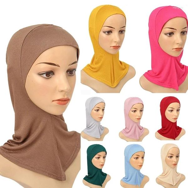 Bérets solides pour femmes, casquettes Hijab intérieures en Modal doux, foulard de tête de Sport en plein air, uni sous le Turban musulman, chapeau islamique