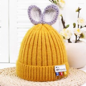 Bérets solide jaune bébés automne hiver coton cheveux Skullies chapeau chaud bonnets chapeaux décontracté enfants enfants acrylique casquettes