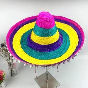 Berets Sombrero Mexican Party Hat Summer Halloween Colorful Wide Brim Sun Decor Paille Chapeaux Femmes