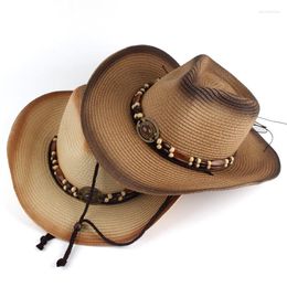 Bérets Sombrero Vaquero Hombre Chapeau de cowboy pour femmes Simple style artistique vintage européen et américain paille occidentale