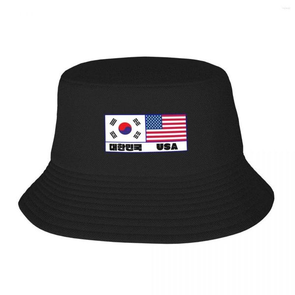 Bérets Corée du Sud Drapeau USA Bucket Hat Ball Cap Soleil Pour Enfants Visière Femme Homme