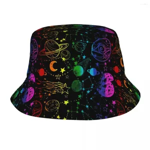 Bérets Space Bucket Hats For Women Summer Moon Star Sun Hat Street Street Lightweight Outdoor Fisherman Caps ISPOTI