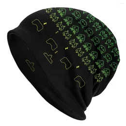 Boinas Space Invaders Gamer Bonnet Hat Knit Vintage Otoño Invierno Videojuegos Skullies Gorros Sombreros Unisex Adultos Gorros cálidos de verano