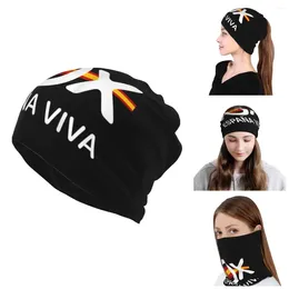 Berets Spanje vlag Espana Viva Vox Bandana Neck Gaiter voor wandelcyclus Men Women Wikkel Scarf Balaclava Warmer Skullies Beanies Caps