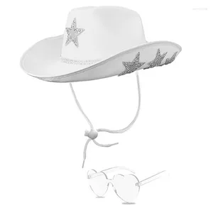 Bérets Chapeau De Cowboy Étincelant Glitters Crystal Wild Pour Bachelorette Party Acteur Actrice