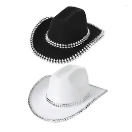 Boinas Sparkling Cowboy Sombreros Studded Rivets For Bachelorette Party Hat Actor Actriz