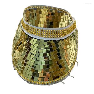 Bérets Sparkly Mirrored Disco Crystal Glitter Visor Hat Pour Acteur Actrice