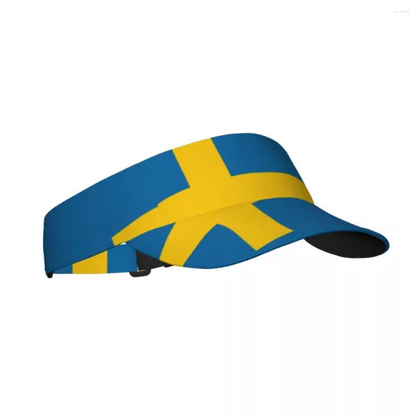 Boinas Deportes Gorra para el sol Visera ajustable Protección UV Top Vacío Tenis Golf Correr Protector solar Sombrero Bandera de Suecia