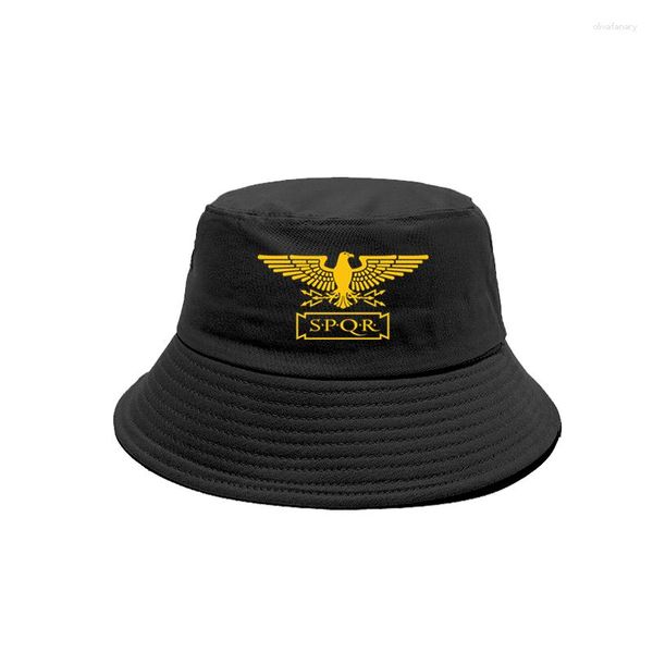 Boinas SPQR Sombreros de cubo Moda Cool Roman Empire Caps Al aire libre Verano Protector solar Pescador Sombrero MZ-117