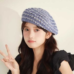 Bérets printemps et été femmes japonaises respirant rayure creuse artiste chapeau mode doux béret G220612
