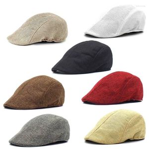 Berets lente en zomer heren solide kleur hoed imitatie cap Brits retro ademen voor ouderen