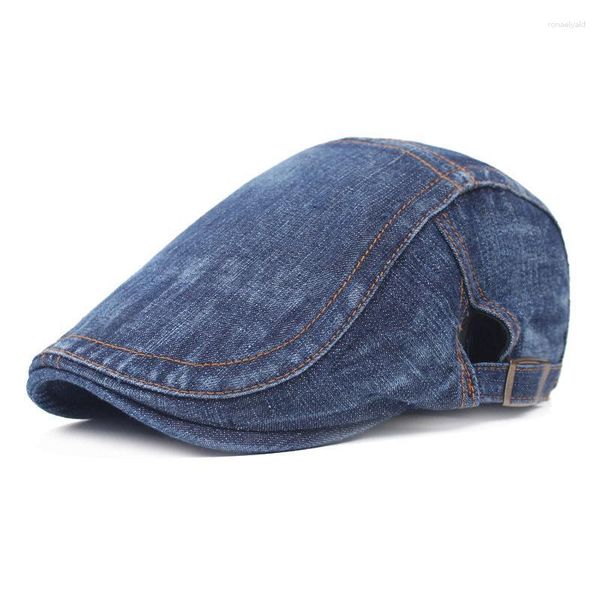 Boinas Primavera Otoño Peaky Blinders Boina Gorras Hombres Vintage Mujer Denim Francés Sombreros al aire libre Marca Sombrero para el sol Unisex Duckbill 2023Berets Wend22