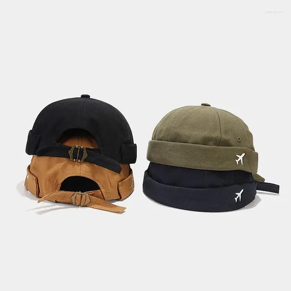 Boinas Primavera Algodón Dibujos animados Aviones Bordado Docker Cap Brimless Hat Beanie Hats Propietario Marinero Hombres y mujeres 104