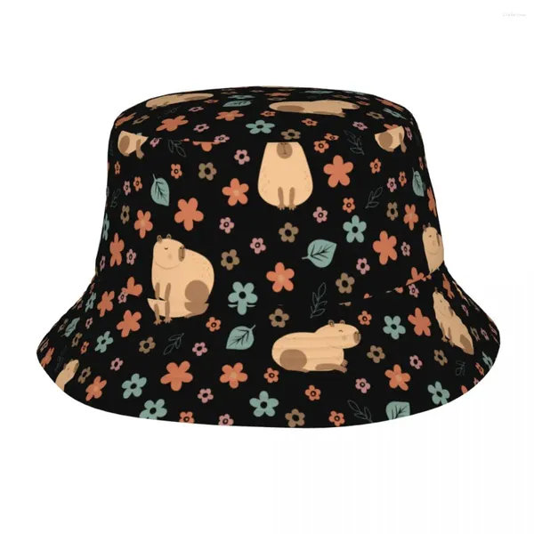 Bérets Spring Picnic Headswear Capybara Cartoon Bucket Bucket Back Unisexe Sun Bob Lightweight Pêche Caps Vacances