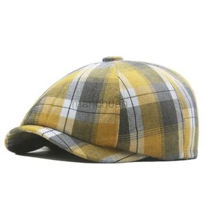 Bérets Spring Polyester Stripe Print Newsboy Caps Plat Paped Paped Men and Women Painter Beret Hats 125 D24417