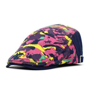 Berets Spring Summer Camouflage Print Newsboy Caps Men Coton Plat Papide Painter Painter Beret Hats 14 D24417