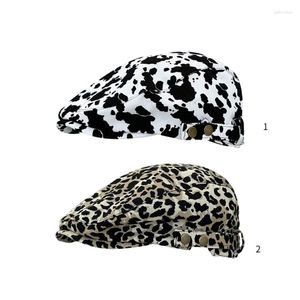 Bérets printemps été mode vache/léopard imprimé Sboys casquette hommes Polyester pointe filles femmes peintre prenant Po chapeau