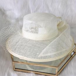 Baretten Lente Zomer Fedora Hoed Britse Banket Garen Vrouwen Hoeden Mode Platte Top Strik Brede Dakrand Cap Dames Dag caps H6628