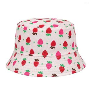 Baretten Lente Zomer Outdoor Wandelen Strand Vissen Zonnebrandcrème Fruit Print Emmer Hoeden Voor Vrouwen Mannen Herfst Meisjes Visser Hoed Caps