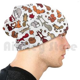 Baretten eekhoorns In herfst Doodle mutsen gebreide muts 1335 Print Kawaii schattige eekhoorn Chipmunk vliegen