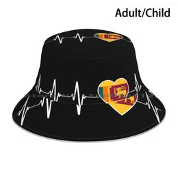 Bérets Sri Lanka Heartbeat I Love Lanka Pays Drapeau Coeur Famille Bucket Hat Sun Cap In Soccer