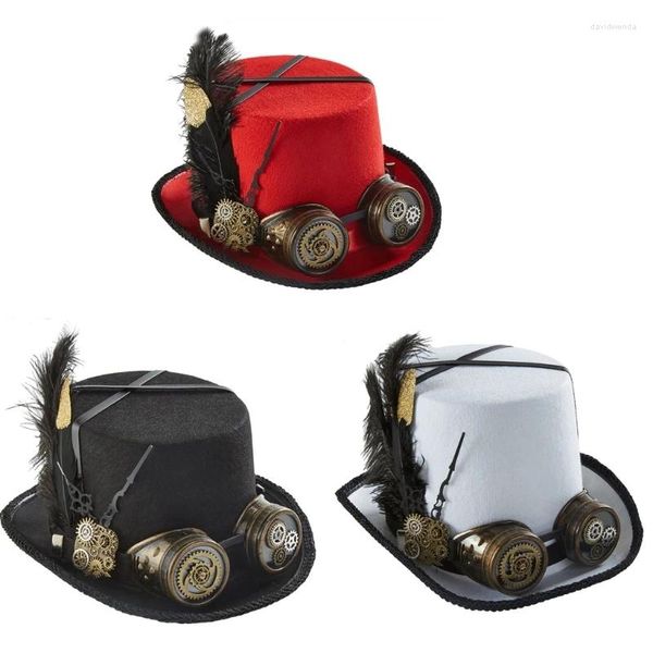 Bérets Steampunk chapeau haut-de-forme pour hommes avec lunettes accessoires de temps Halloween livraison directe