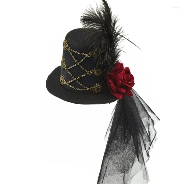 Bérets Steampunk chapeaux pour femmes avec voile haut-de-forme Time Drop