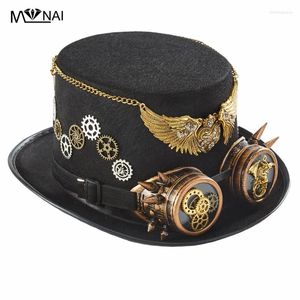 Boinas Steampunk Top Hat Sombreros barrocos con Googles Punk Gears Gótico Victoriano Antiguo para hombres Mujeres